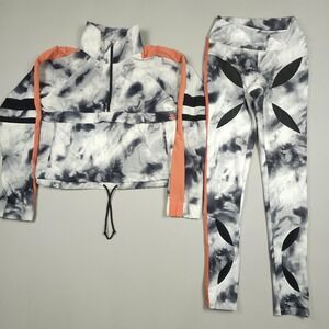 Jo+Jax Tracksuit Women X-Small XSA Gray White 2 Piece Jacket Legging Pants Dance